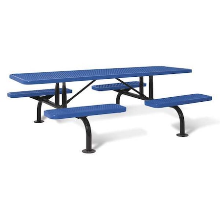Rectangle Picnic Table, Blue, Expanded Metal, 96 in L, 30-1/4 in H Overall Diamond Mesh MPN:239SM-V-Blue
