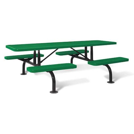 Rectangle Picnic Table, Green, Expanded Metal, 96 in L, 30-1/4 in H Overall Diamond Mesh MPN:239SM-V-Green