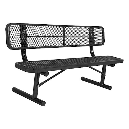 Portable Commercial Park Bench W/Back, Black MPN:940P-V6-BLACK