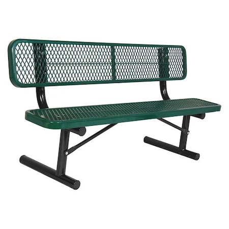 Portable Commercial Park Bench W/Back, Green MPN:940P-V6-GREEN