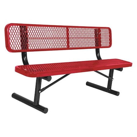 Portable Commercial Park Bench W/ Back, Red MPN:940P-V6-RED