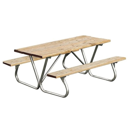 Rectangle Picnic Table, Woodtone, Pressure Treated Wood, 72 in L, 30-1/4 in H Overall Plank MPN:gBT158-PT6