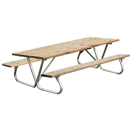 Rectangle Picnic Table, Woodtone, Pressure Treated Wood, 96 in L, 30-1/4 in H Overall Plank MPN:gBT158-PT8