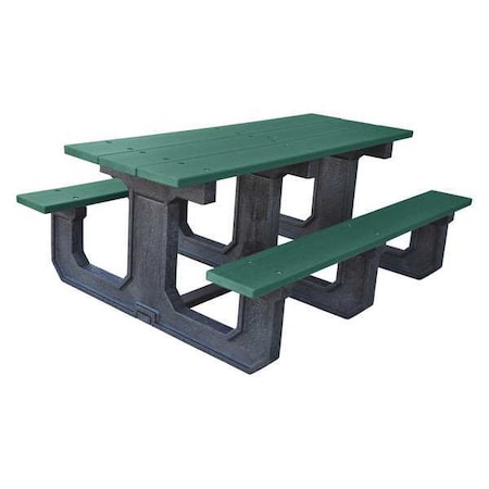 Rectangle Picnic Table, Green, Vandal Resistant Resinwood, 72 in L x 29-3/4 in H x 57-7/8 W, Plank MPN:PB 6GREPARKP