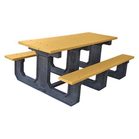 Rectangle Picnic Table, Cedar, Vandal Resistant Resinwood, Black Frame, 96 in L, Plank MPN:PB 8CEDPARKP
