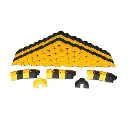 Cable Protector, 3/4 in H, 24-5/8 ft L, 3 in W, 1 Channel, ABS, Black, Yellow MPN:1820