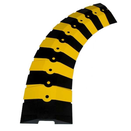 Cable Protector, 1-3/8 in H, 33 in L, 9-3/4 in W, 1 Channel, ABS, Black, Yellow MPN:1830
