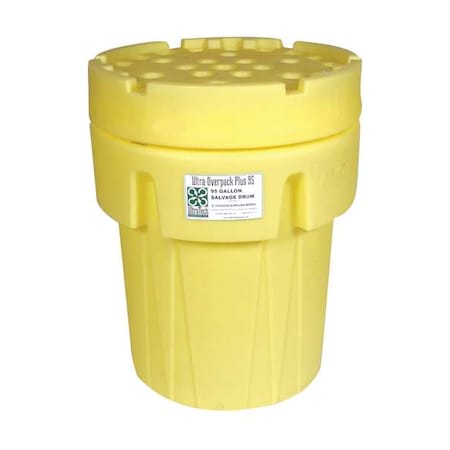 Open Head Overpack Drum, Polyethylene, 95 gal, Unlined, Yellow MPN:580
