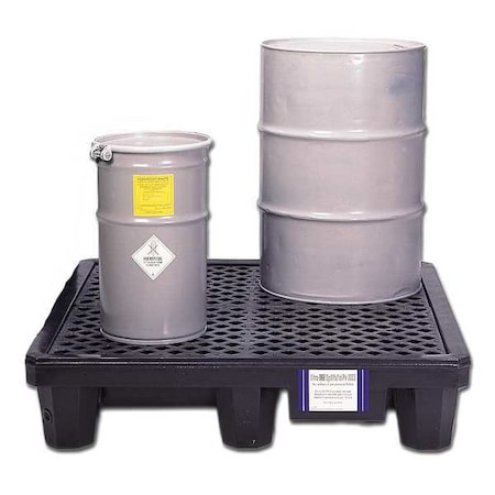 Spill Pallet, 66 gal Spill Capacity, 4 Drums, 3, 000 lb Load Capacity, Polyethylene MPN:1112
