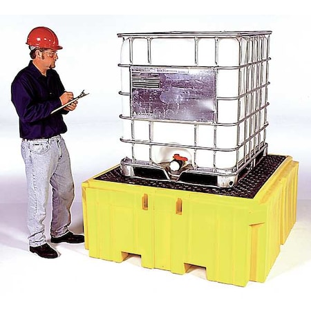 IBC Still Containment Unit, for (1) IBC, 62 in L x 62 in W x 28 in H, 8500 lb Load Capacity, Yellow MPN:1157