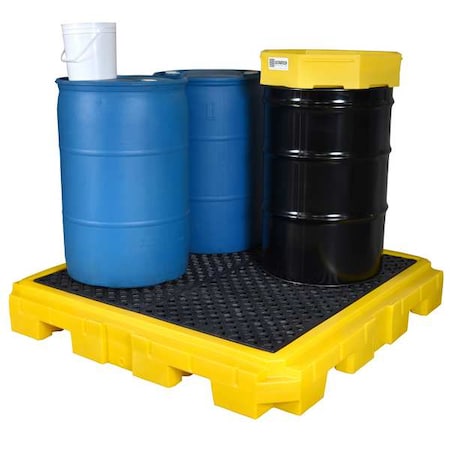 Spill Pallet, 75 gal Spill Capacity, 4 Drums, 9, 000 lb Load Capacity, Polyethylene MPN:9630
