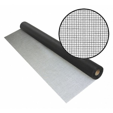 Door and Window Screen, Fiberglass, 96 in W, 100 ft L, 0.007 in Wire Dia, Black MPN:3039200