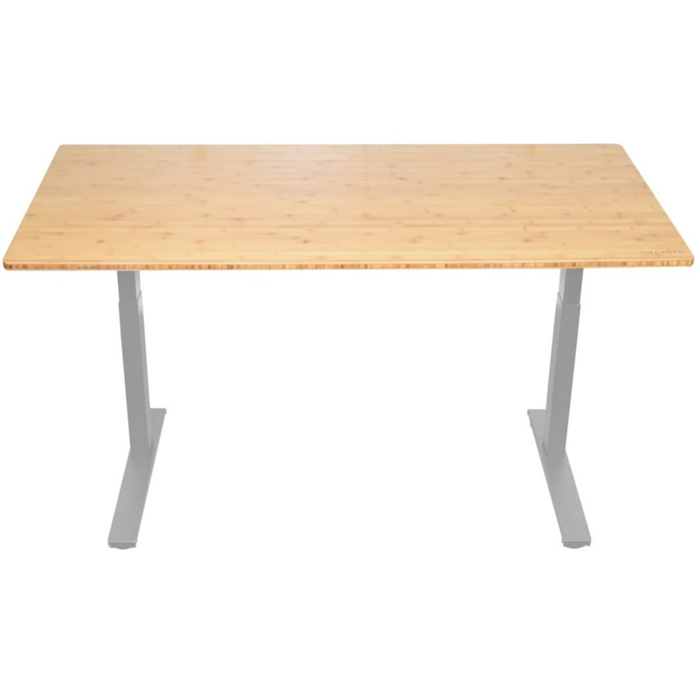 Rise Up Electric Standing Desk 60x30in Natural Bamboo Desktop Dual Motors Adjustable Height Gray Frame (26-51.6in) with memory MPN:RUGB