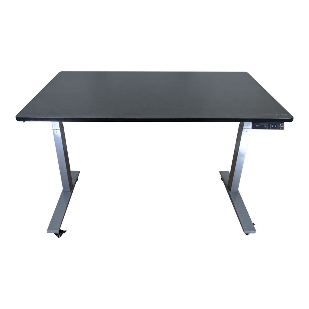 Rise Up Electric Standing Desk 60x30in Black Bamboo Desktop Dual Motors Adjustable Height Gray Frame (26-51.6in) with memory MPN:RUGBK