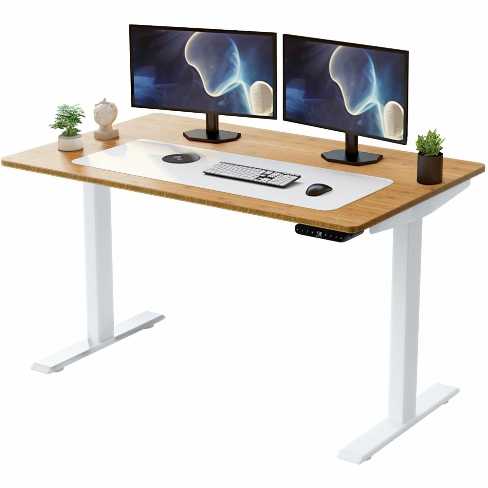 Uncaged Ergonomics Rise Up Electric 48inW Adjustable Height Standing Desk, Natural Bamboo MPN:RUWB48