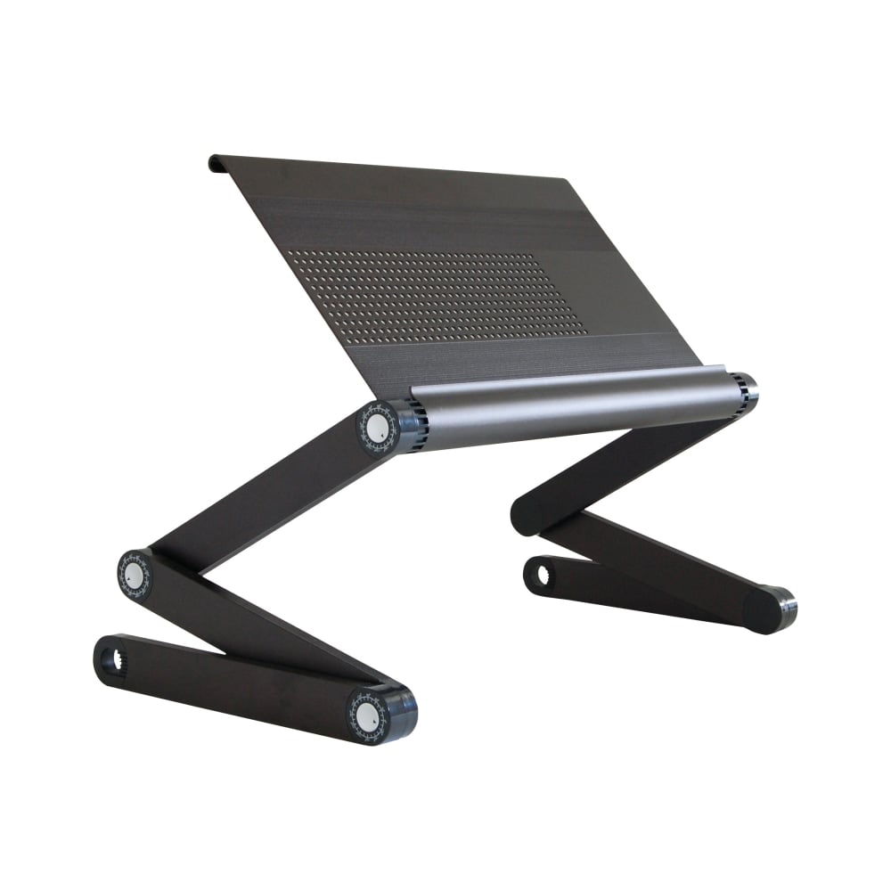 WorkEZ Executive adjustable aluminum laptop stand & lap desk black - Make laptopping more comfortable anywhere. Aluminum panel cools laptops, adjustable legs hold laptops off your lap, and a tilting panel reduces glare. MPN:WEEB