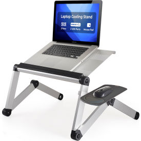 Uncaged Ergonomics WECS WorkEZ Cool Laptop Stand with Fans USB Ports & Mouse Pad Silver WECS