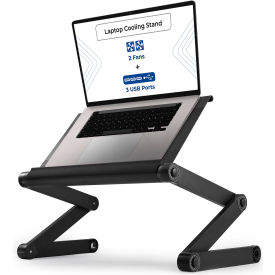 Uncaged Ergonomics WEEFHb WorkEZ Executive Laptop Cooling Stand w/ 2 Fans & USB Ports Black WEEFHb