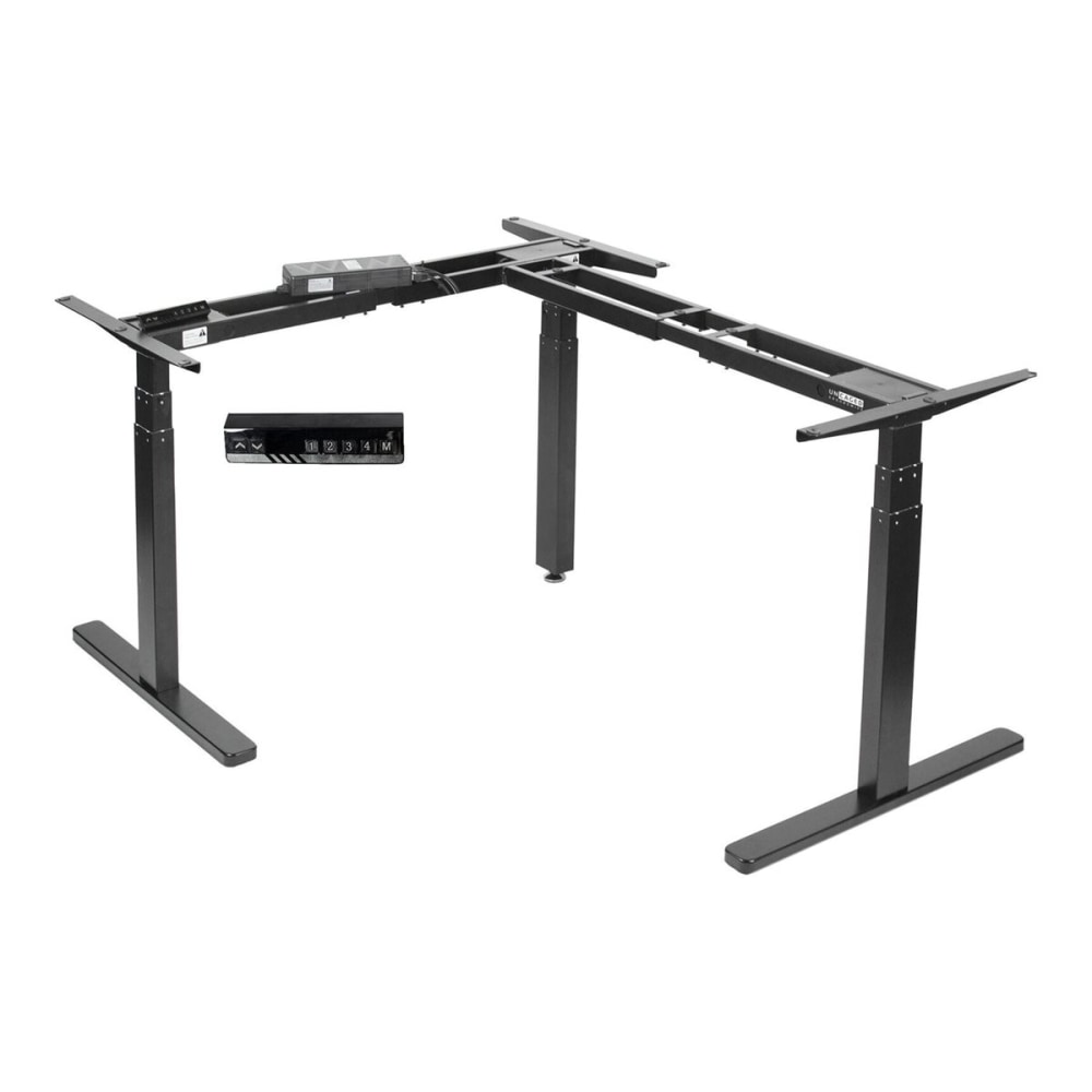 Uncaged Ergonomics Rise Up Electric Adjustable Height Corner Standing Desk L-Shaped - L-shaped Base - 330 lb Capacity - Height Adjustable - Black MPN:RU-L-B