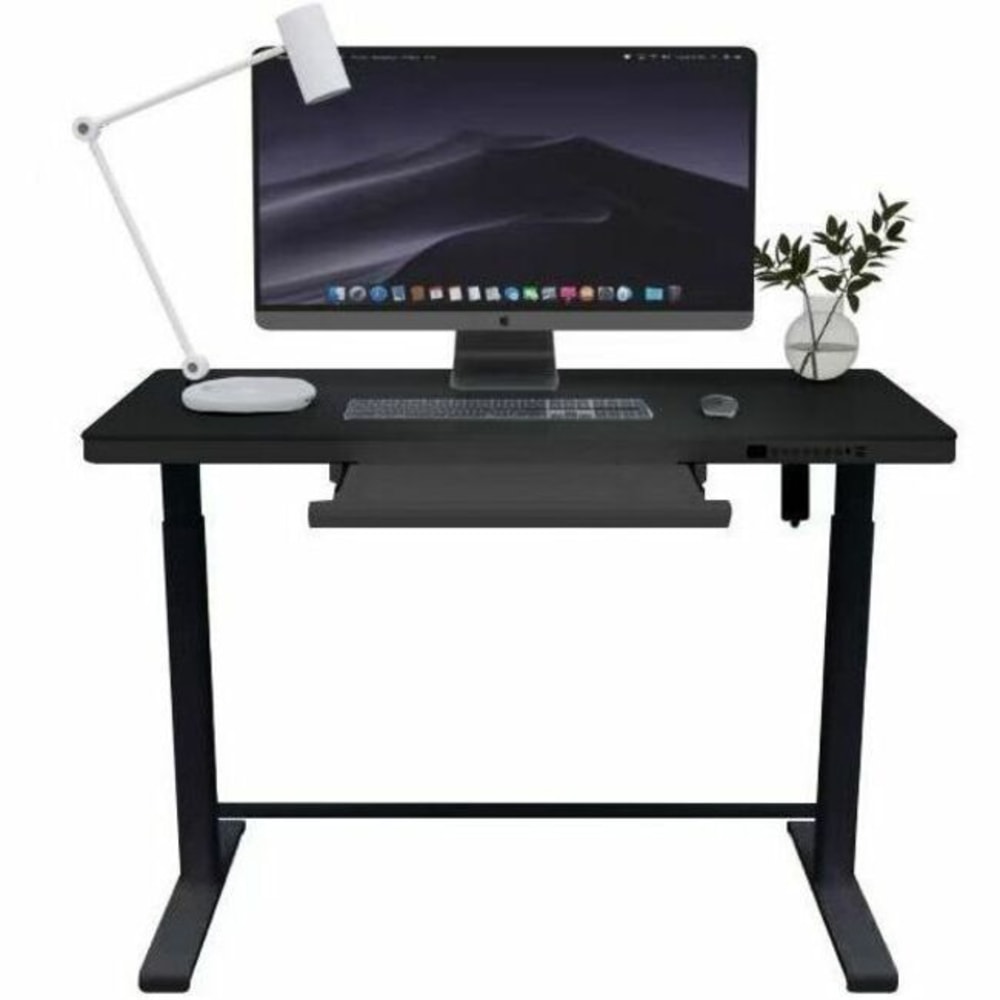 Rise Up Electric 46inW Standing Computer Desk, Black MPN:RUGLASS-BLACK