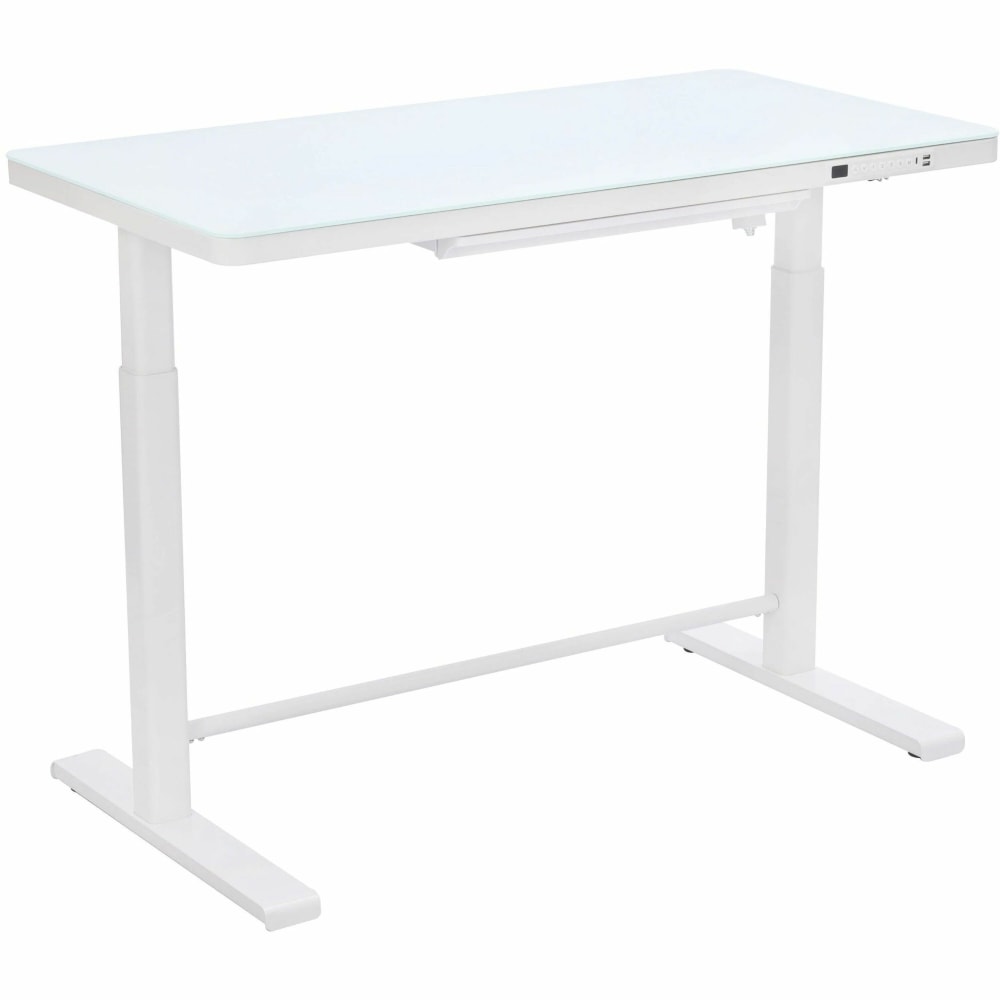 Uncaged Ergonomics Rise Up Glass Electric Standing Desk White - Modern Style - 155 lb Capacity - Adjustable - RUGLASSWHITE MPN:RUGLASS-WHITE