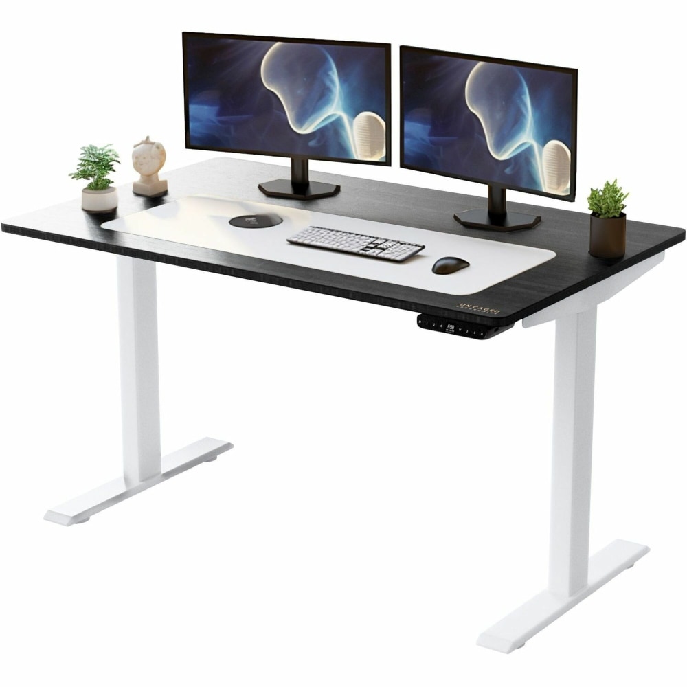 Rise Up Electric Standing Desk 48x30in Black Bamboo Desktop Dual Motors Adjustable White Frame (26-51.6in) with memory - RUWBK48 MPN:RUWBK48