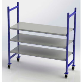 UNEX FCMFS76283 Flow Cell Mobile Pick Tray Rack 3 Flat Steel Shelves 76