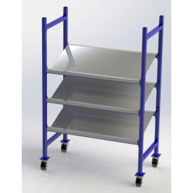 UNEX FCMTPS52283 Flow Cell Mobile Tray Rack 3 Tilted Steel Shelves 52