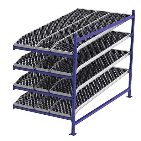 Add-On Gravity Flow Rack, 96 in D, 48 in W, 4 Shelves, Blue MPN:FC99SKW48964-A