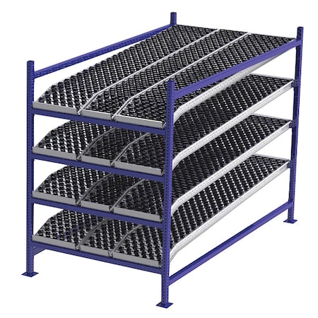 Starter Gravity Flow Rack, 96 in D, 48 in W, 4 Shelves, Blue MPN:FC99SKW48964-S