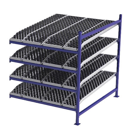 Add-On Gravity Flow Rack, 72 in D, 60 in W, 4 Shelves, Blue MPN:FC99SKW60724-A