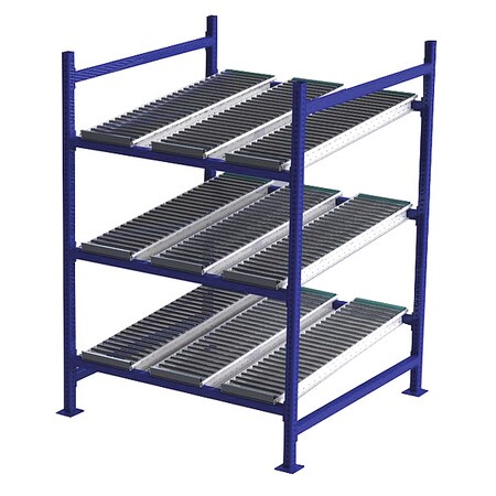 Starter Gravity Flow Rack, 48 in D, 48 in W, 3 Shelves, Blue MPN:FC99SR48483-S
