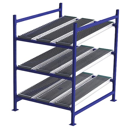 Starter Gravity Flow Rack, 60 in D, 48 in W, 3 Shelves, Blue MPN:FC99SR48603-S
