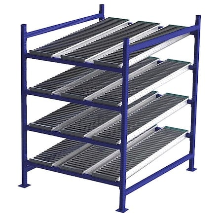 Starter Gravity Flow Rack, 60 in D, 48 in W, 4 Shelves, Blue MPN:FC99SR48604-S