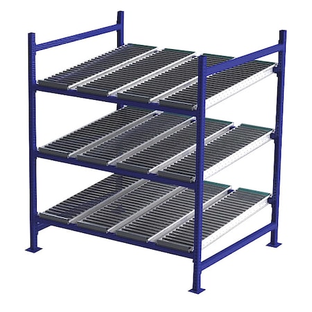 Starter Gravity Flow Rack, 48 in D, 60 in W, 3 Shelves, Blue MPN:FC99SR60483-S