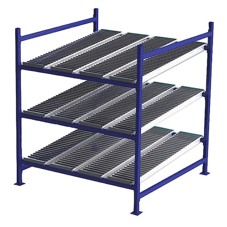 Starter Gravity Flow Rack, 60 in D, 60 in W, 3 Shelves, Blue MPN:FC99SR60603-S