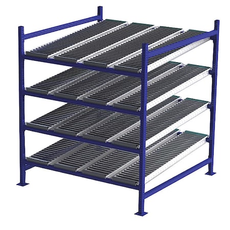 Starter Gravity Flow Rack, 60 in D, 60 in W, 4 Shelves, Blue MPN:FC99SR60604-S