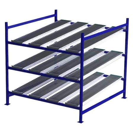 Starter Gravity Flow Rack, 72 in D, 72 in W, 3 Shelves, Blue MPN:FC99SR72723-S