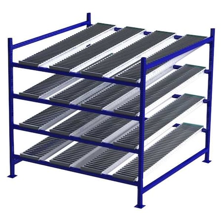 Starter Gravity Flow Rack, 72 in D, 72 in W, 4 Shelves, Blue MPN:FC99SR72724-S