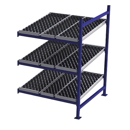 Add-On Gravity Flow Rack, 48 in D, 48 in W, 3 Shelves, Blue MPN:FC99SW48483-A
