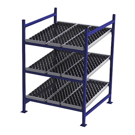 Starter Gravity Flow Rack, 48 in D, 48 in W, 3 Shelves, Blue MPN:FC99SW48483-S