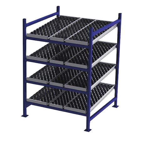Starter Gravity Flow Rack, 48 in D, 48 in W, 4 Shelves, Blue MPN:FC99SW48484-S