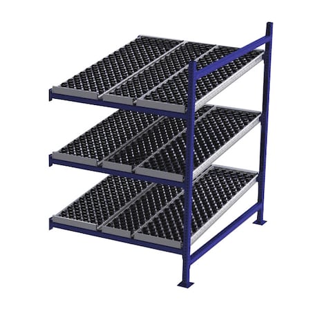 Add-On Gravity Flow Rack, 60 in D, 48 in W, 3 Shelves, Blue MPN:FC99SW48603-A