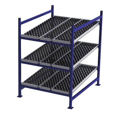 Starter Gravity Flow Rack, 60 in D, 48 in W, 3 Shelves, Blue MPN:FC99SW48603-S