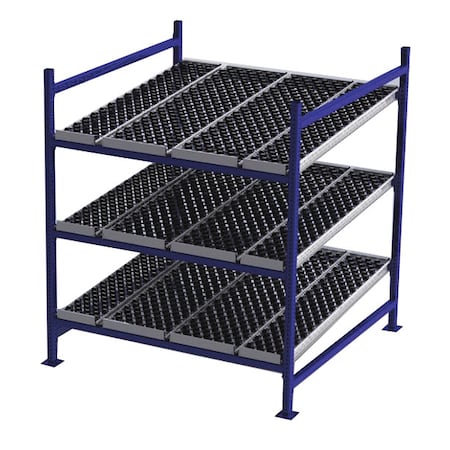 Starter Gravity Flow Rack, 60 in D, 60 in W, 3 Shelves, Blue MPN:FC99SW60603-S