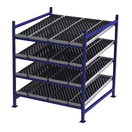 Starter Gravity Flow Rack, 60 in D, 60 in W, 4 Shelves, Blue MPN:FC99SW60604-S