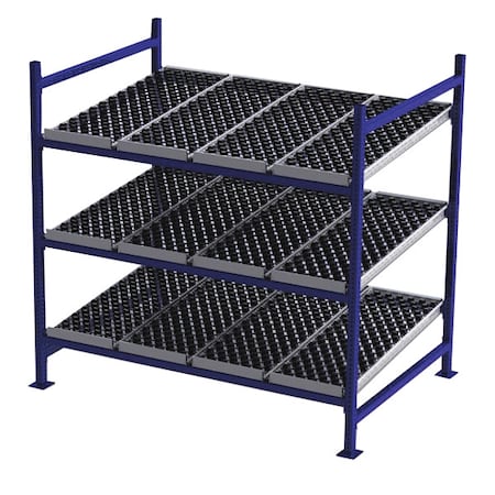 Starter Gravity Flow Rack, 48 in D, 72 in W, 3 Shelves, Blue MPN:FC99SW72483-S