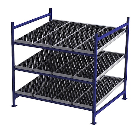 Starter Gravity Flow Rack, 60 in D, 72 in W, 3 Shelves, Blue MPN:FC99SW72603-S