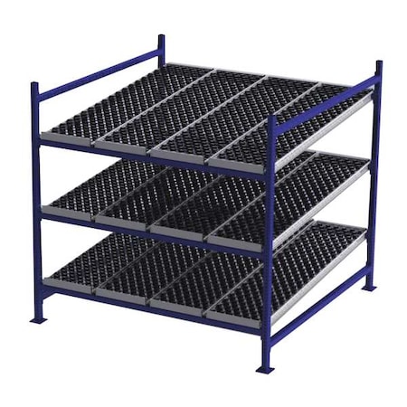 Starter Gravity Flow Rack, 72 in D, 72 in W, 3 Shelves, Blue MPN:FC99SW72723-S