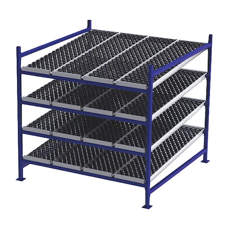 Starter Gravity Flow Rack, 72 in D, 72 in W, 4 Shelves, Blue MPN:FC99SW72724-S